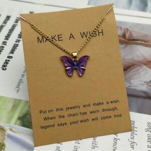 🟢 🎉Host Pick🎉 Colorful Butterfly Necklace - Purple
